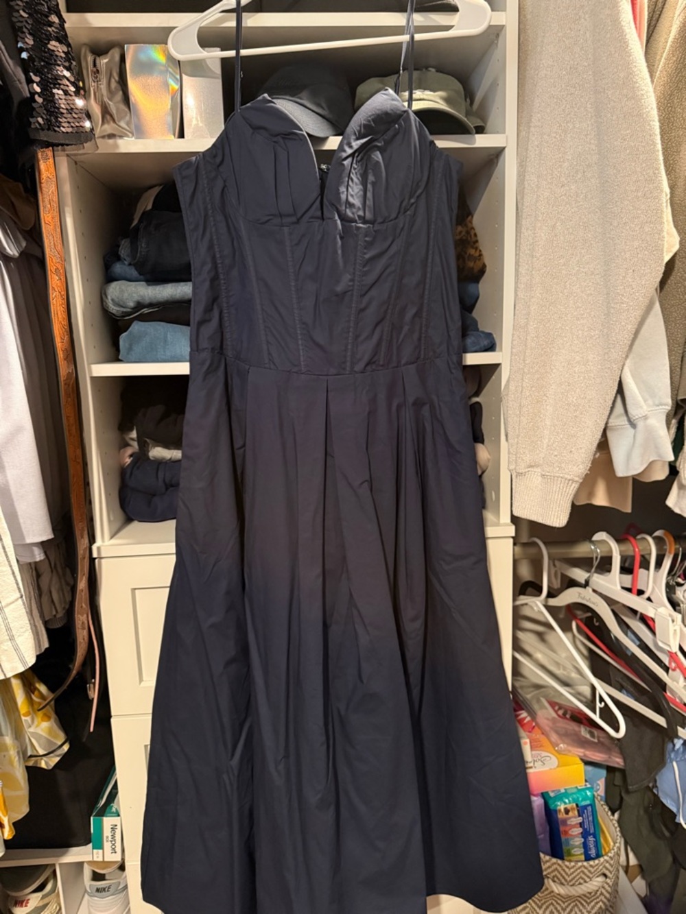 Fashion Nova Navy Strapless Fit & Flare Dress
